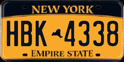 NY license plate HBK4338
