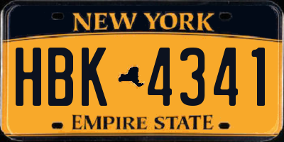 NY license plate HBK4341