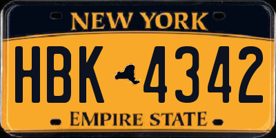 NY license plate HBK4342