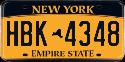 NY license plate HBK4348