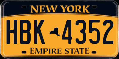 NY license plate HBK4352