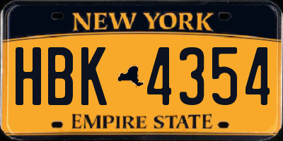 NY license plate HBK4354