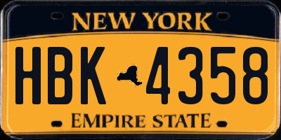 NY license plate HBK4358