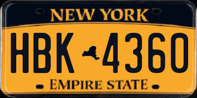 NY license plate HBK4360