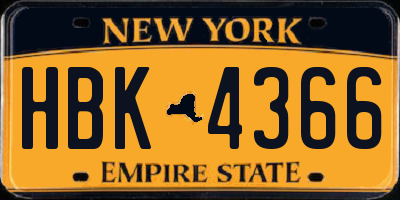 NY license plate HBK4366