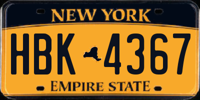 NY license plate HBK4367