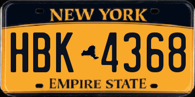 NY license plate HBK4368