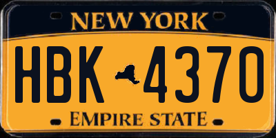NY license plate HBK4370