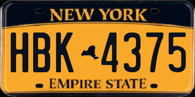 NY license plate HBK4375