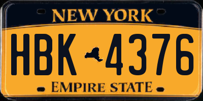 NY license plate HBK4376