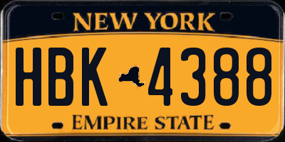 NY license plate HBK4388