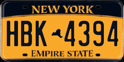 NY license plate HBK4394