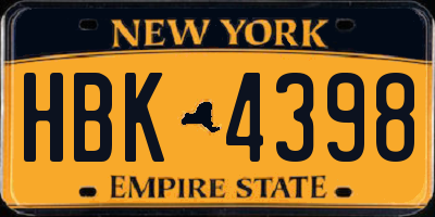 NY license plate HBK4398