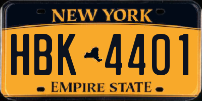 NY license plate HBK4401
