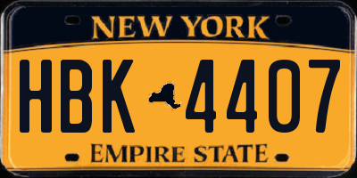 NY license plate HBK4407