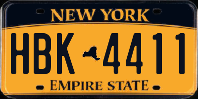 NY license plate HBK4411