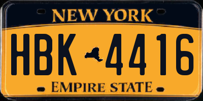 NY license plate HBK4416