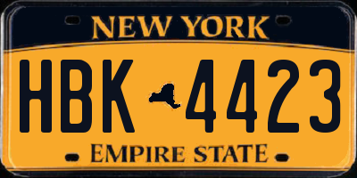 NY license plate HBK4423