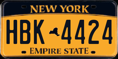 NY license plate HBK4424