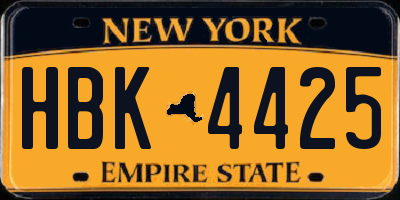 NY license plate HBK4425