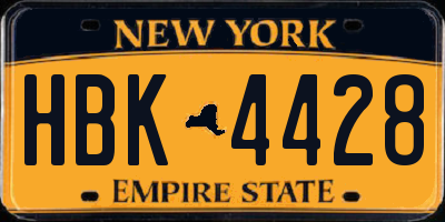 NY license plate HBK4428