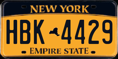 NY license plate HBK4429