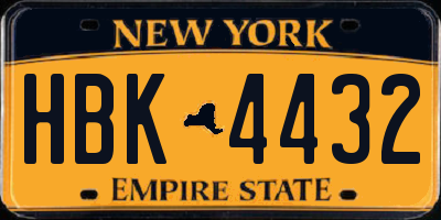 NY license plate HBK4432