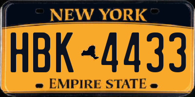 NY license plate HBK4433