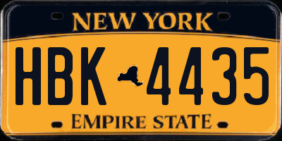 NY license plate HBK4435
