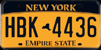 NY license plate HBK4436
