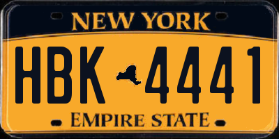 NY license plate HBK4441