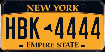 NY license plate HBK4444