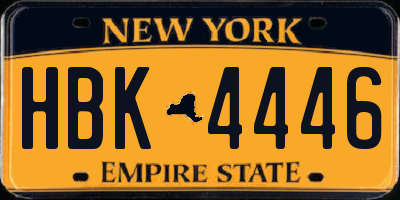 NY license plate HBK4446