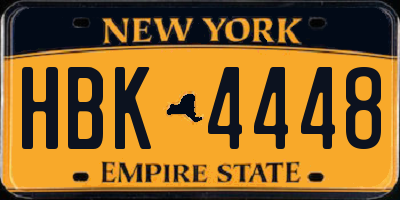 NY license plate HBK4448