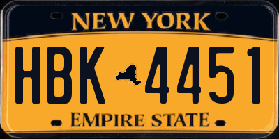 NY license plate HBK4451