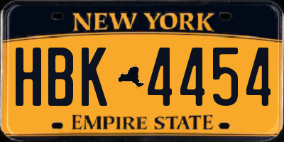 NY license plate HBK4454
