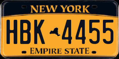 NY license plate HBK4455