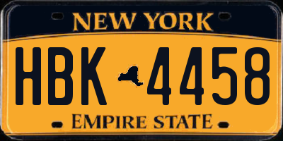 NY license plate HBK4458