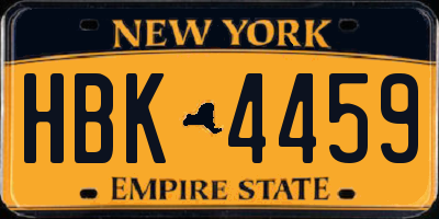 NY license plate HBK4459