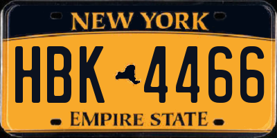 NY license plate HBK4466