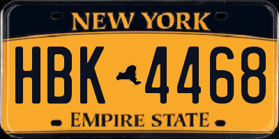 NY license plate HBK4468