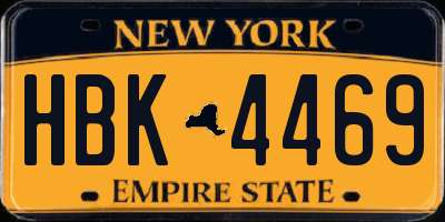 NY license plate HBK4469