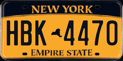 NY license plate HBK4470