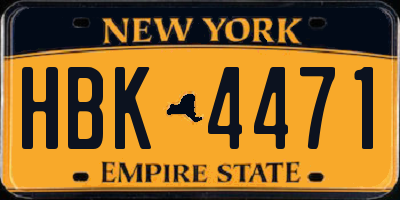 NY license plate HBK4471