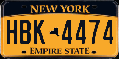 NY license plate HBK4474