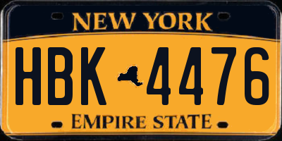 NY license plate HBK4476
