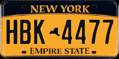NY license plate HBK4477