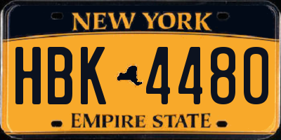 NY license plate HBK4480