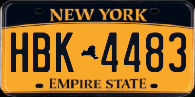 NY license plate HBK4483