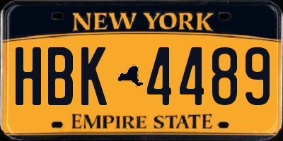 NY license plate HBK4489